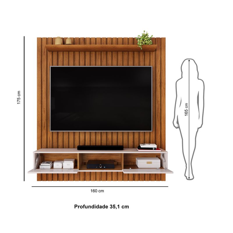 Conjunto de Móveis Tv 260X186X35cm para Televisores Até 65 Lareira