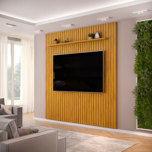 Painel para TV até 75 Polegadas Ripado DJ Móveis Trento 250 Cedro
