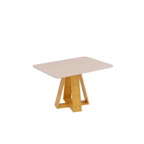 Mesa de Jantar Retangular Tampo  Curvo DJ Móveis Kiara Cedro Off White