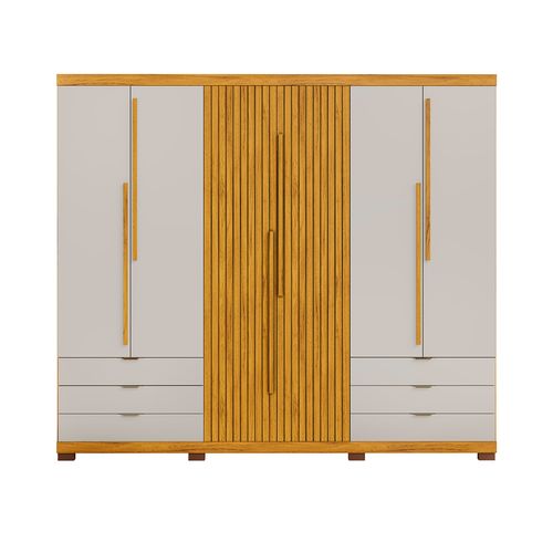 Guarda- Roupa Casal 100% MDF 6 Portas com 6 Gavetas DJ Móveis Seul Ypê Bali