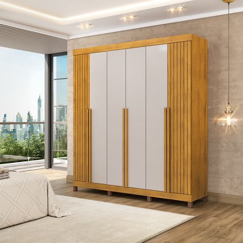 Guarda- Roupa Casal 100% MDF 6 Portas com 2 Gavetas DJ Móveis Lagos 183 Ypê Bali