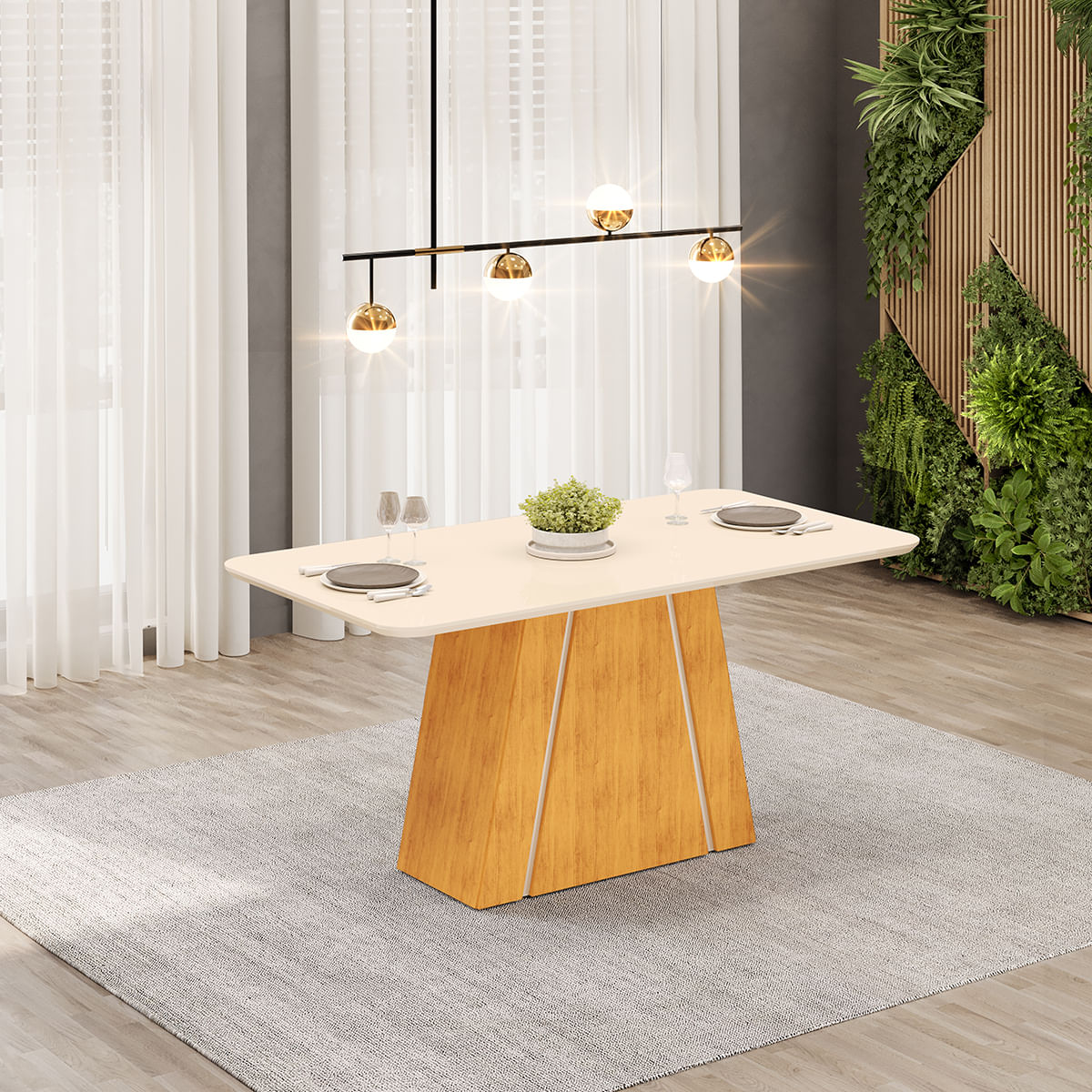 Conjunto de Sala de Jantar Mesa Gabi 6 Cadeiras Yasmin Elegância e