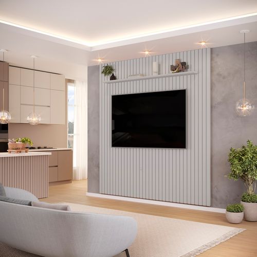 Painel para TV até 75 Polegadas Ripado DJ Móveis Trento 223 Bali