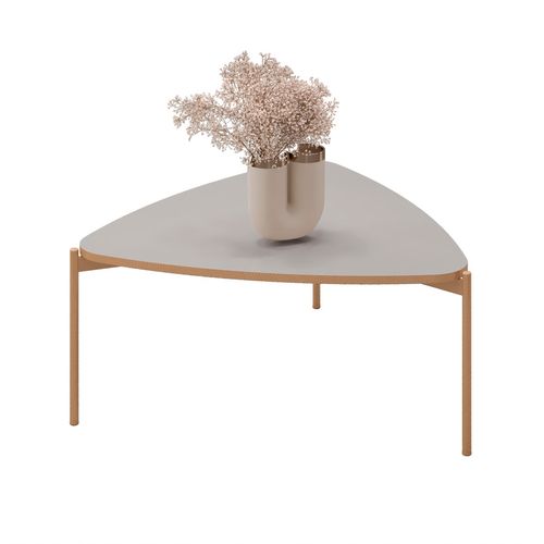 Mesa de Centro Tampo Triangular e Pés em Metal Dourado DJ Móveis Lina Bali
