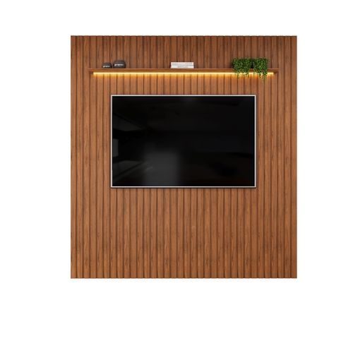 Painel  para TV até 75 Polegadas Ripado com LED DJ Móveis Trento 223 Freijó