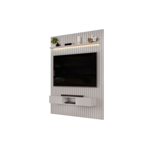 Painel com Bancada para TV até 65 Polegadas Ripado com LED DJ Móveis Trento 183 Bali